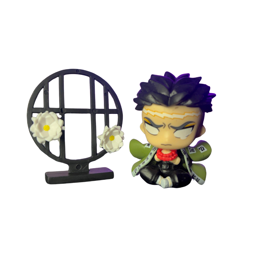 Chibi Demon Slayer Collectible Figure – Sitting Pose with Flower Frame