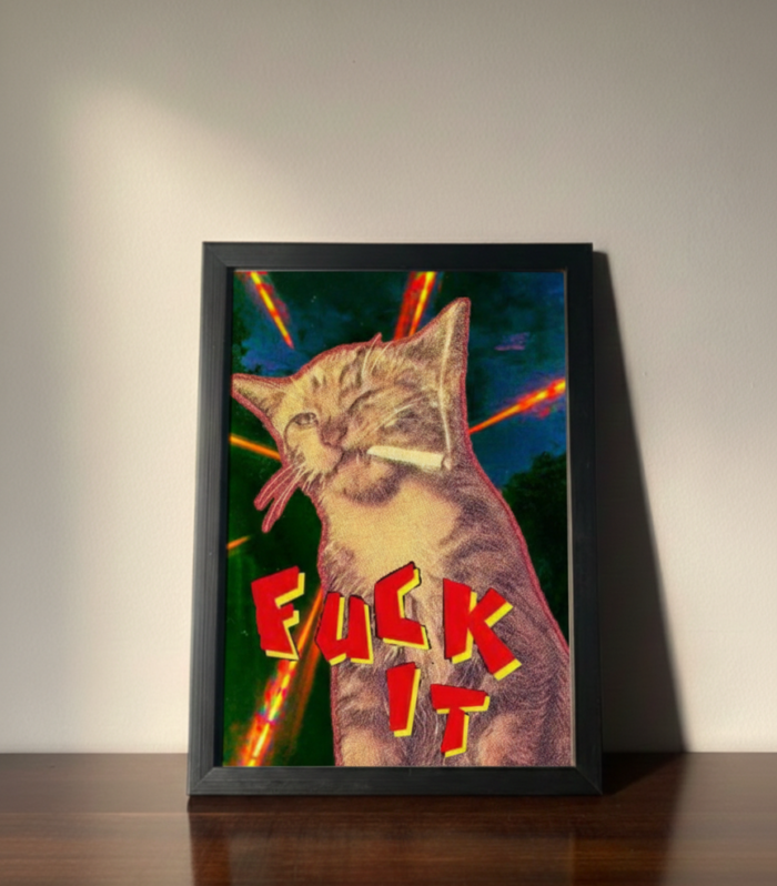 F*ck It” Savage Cat – Meme Metal Wall Poster