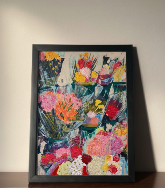 Vibrant Floral Market Metal Poster – Colorful Art Edition
