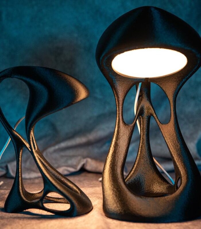 NoirFlow 3D Printed Sculptural Table Lamp (Black Edition)