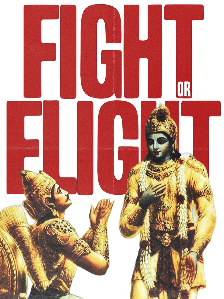 Fight or Flight – Krishna & Arjuna Motivational Metal Poster