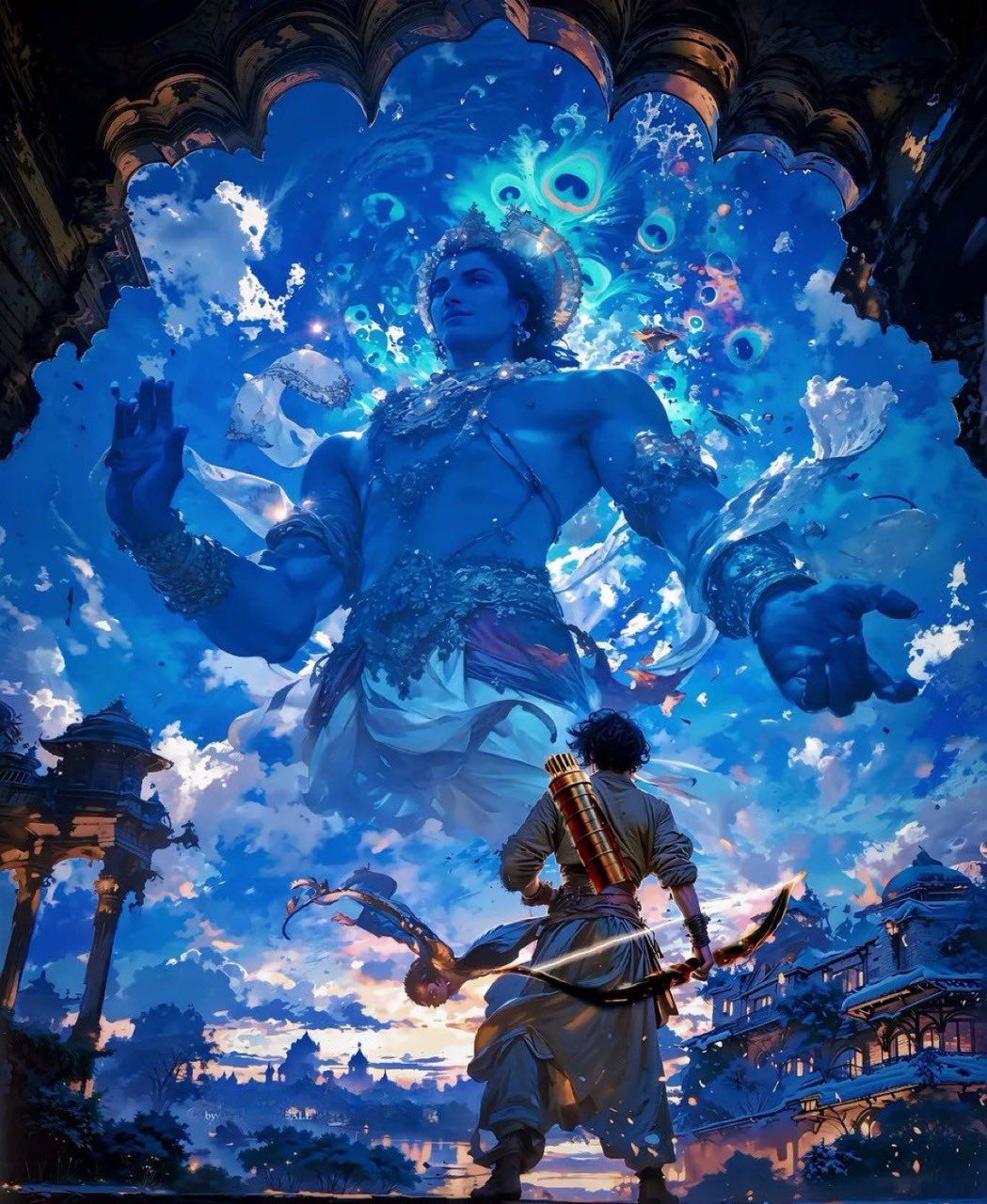 Divine Guidance – Krishna & Arjun Metal Poster