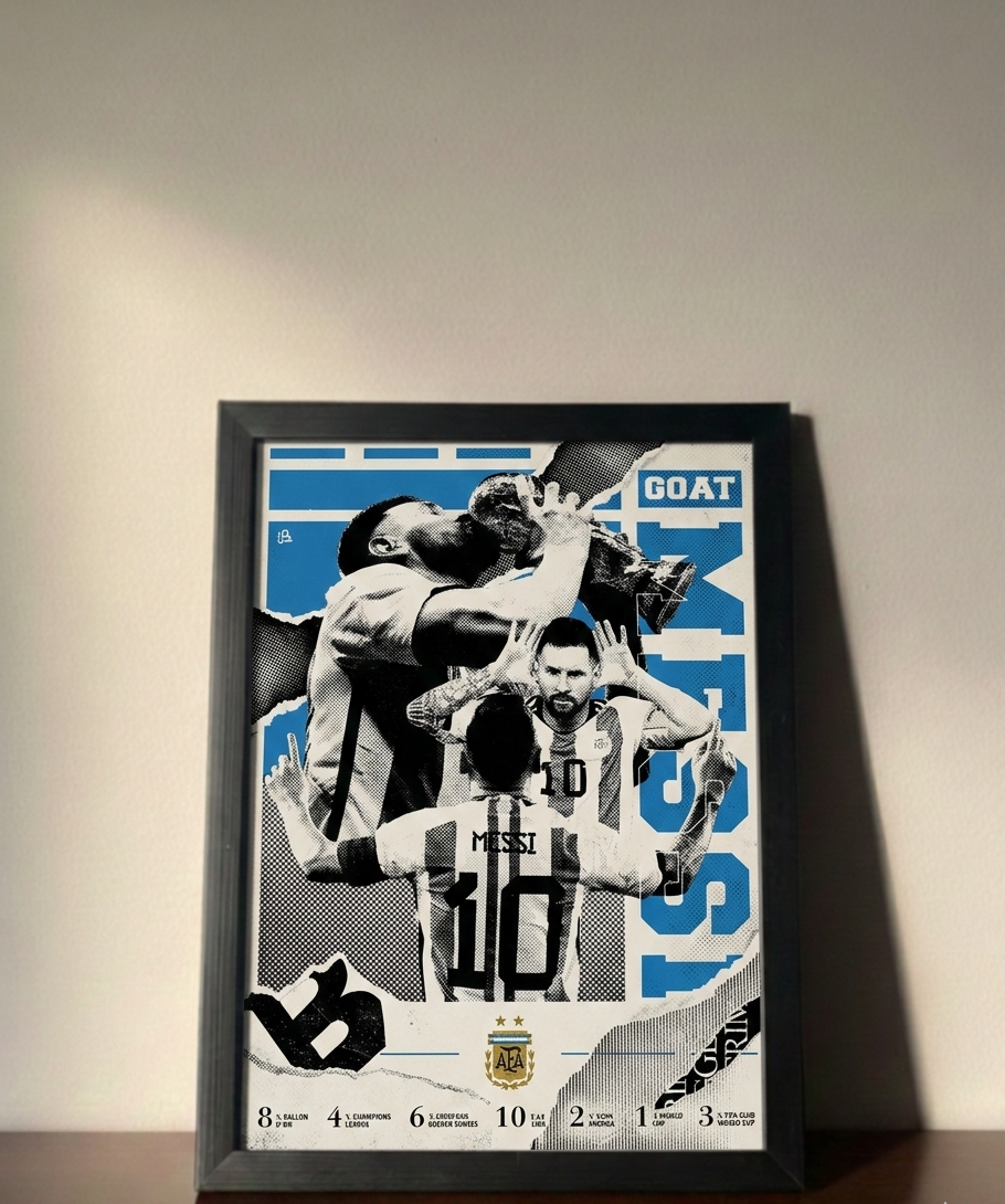 Lionel Messi World Champion Metal Wall Art – A4