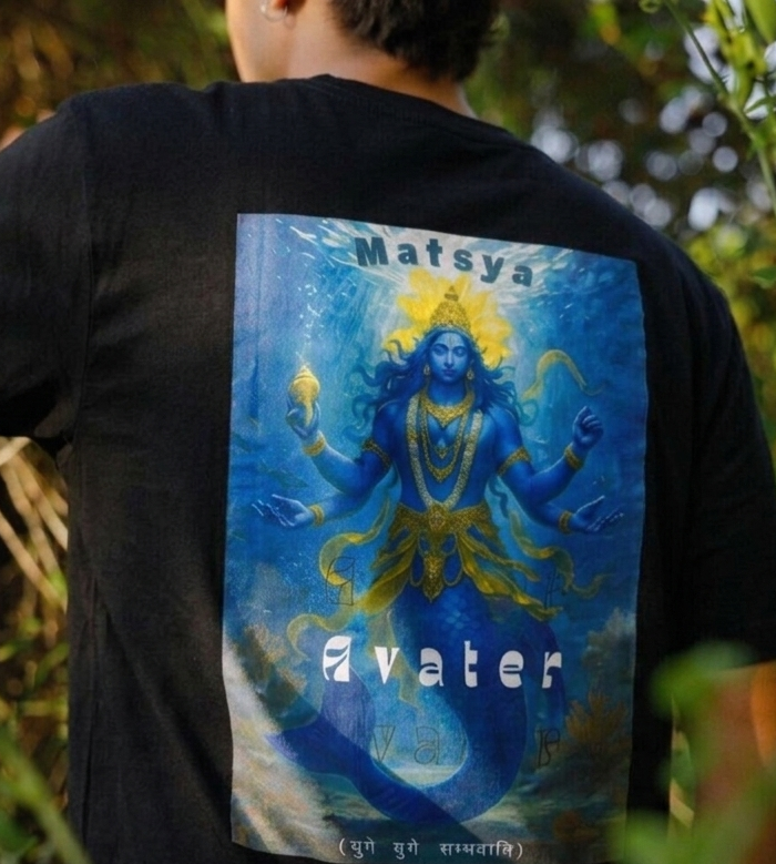 Matsya Avatar Divine Graphic T-Shirt (BLACK EDITION)